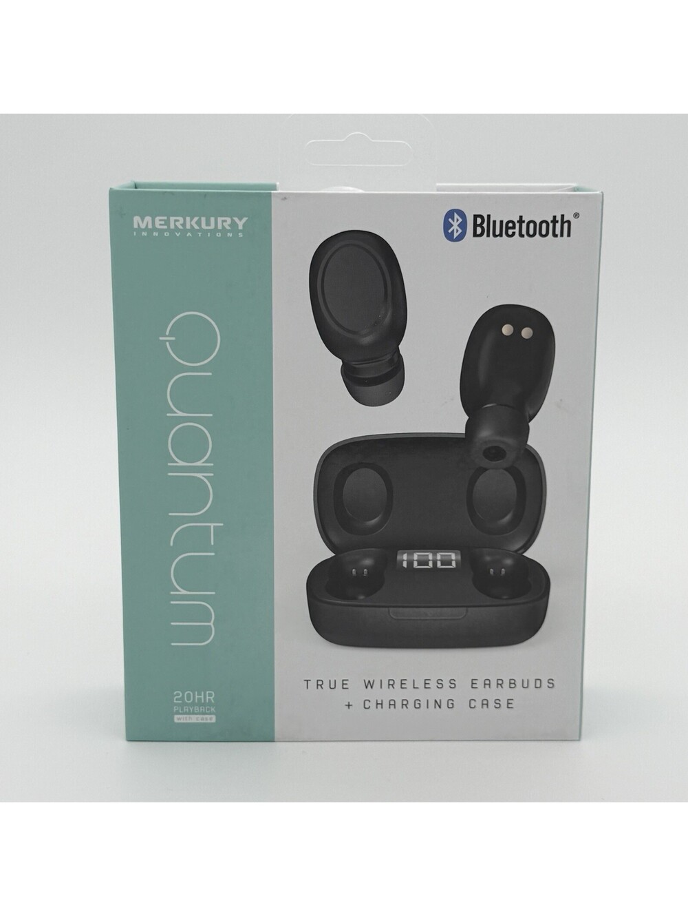 Merkury Innovations Quantum True Wireless Earbuds + Charging Case 20HR Bluetooth